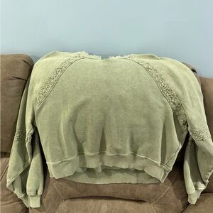 Aerie Sage Green Lace Accent Sweatshirt